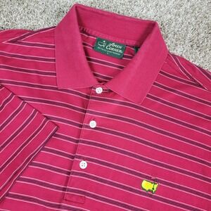 Amen Corner Augusta Masters Mens‎ Large Red Striped Stretch Knit Polo SS